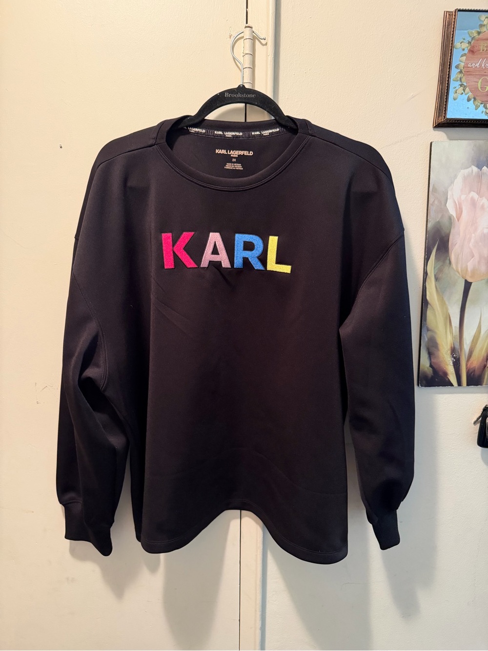 Karl Lagerfeld Black Sweatshirt with Multicolor Logo 2X